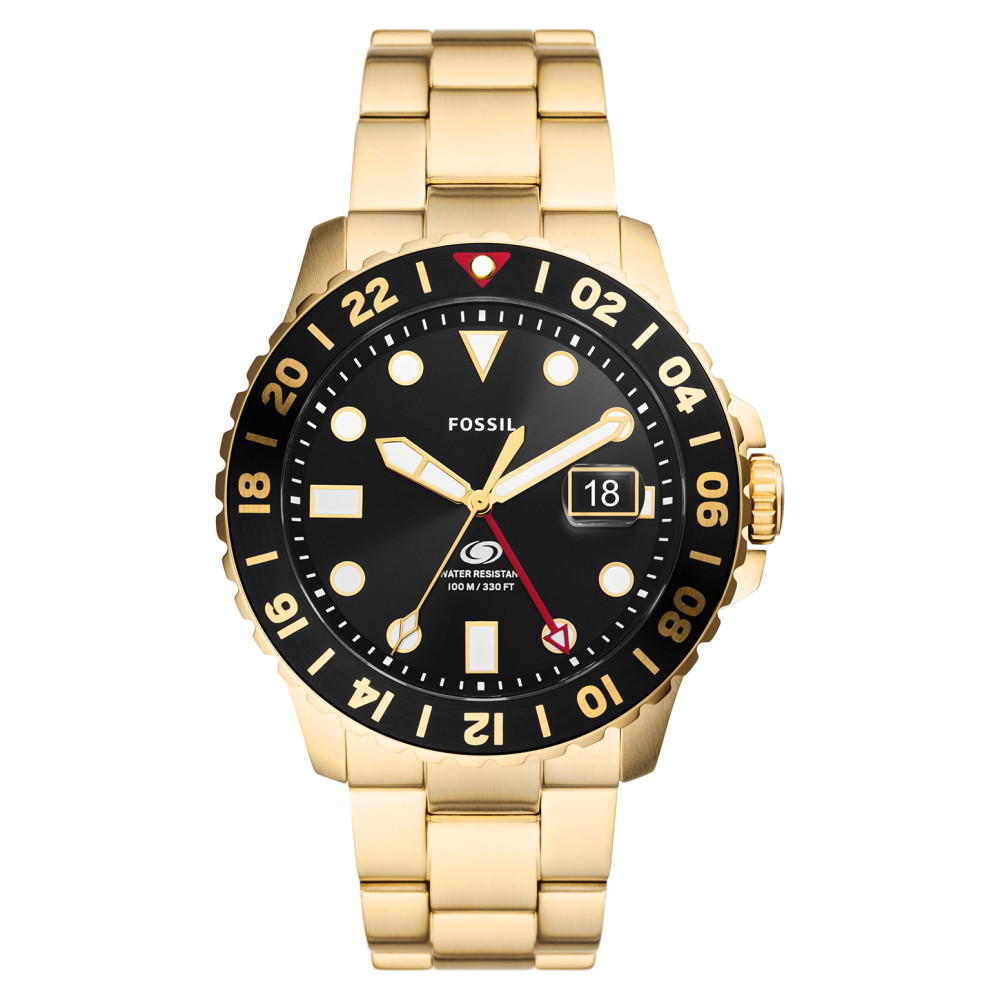 Fossil FS5990 BLUE GMT Gold Stainless Steel 46mm - zegarek męski 1