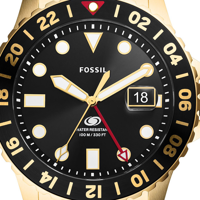 Fossil FS5990 BLUE GMT Gold Stainless Steel 46mm - zegarek męski 2