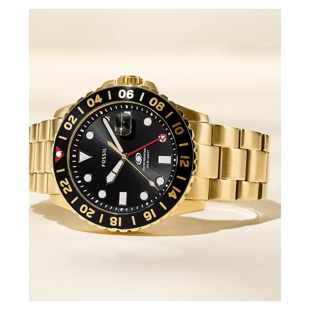 Fossil FS5990 BLUE GMT Gold Stainless Steel 46mm - zegarek męski 9