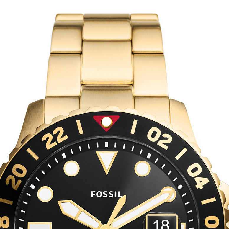 Fossil FS5990 BLUE GMT Gold Stainless Steel 46mm - zegarek męski 3
