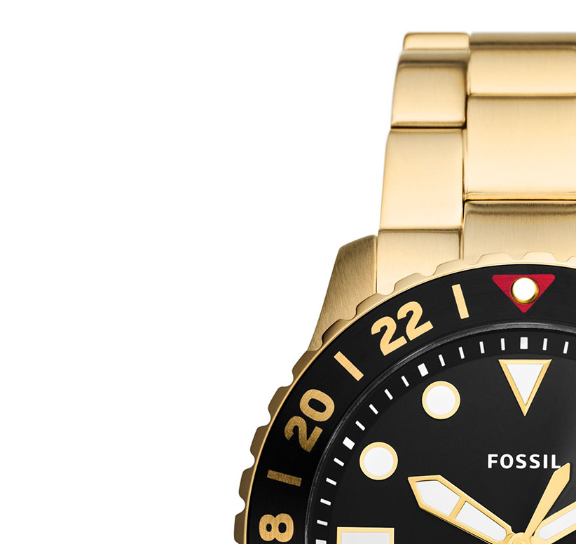 Fossil FS5990 BLUE GMT Gold Stainless Steel 46mm - zegarek męski 4