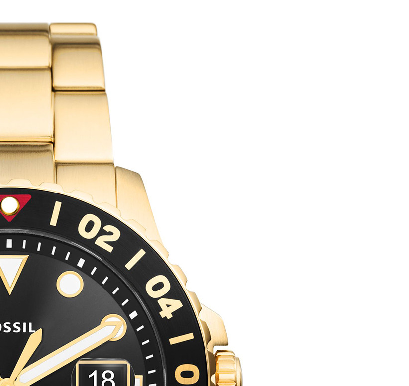 Fossil FS5990 BLUE GMT Gold Stainless Steel 46mm - zegarek męski 5