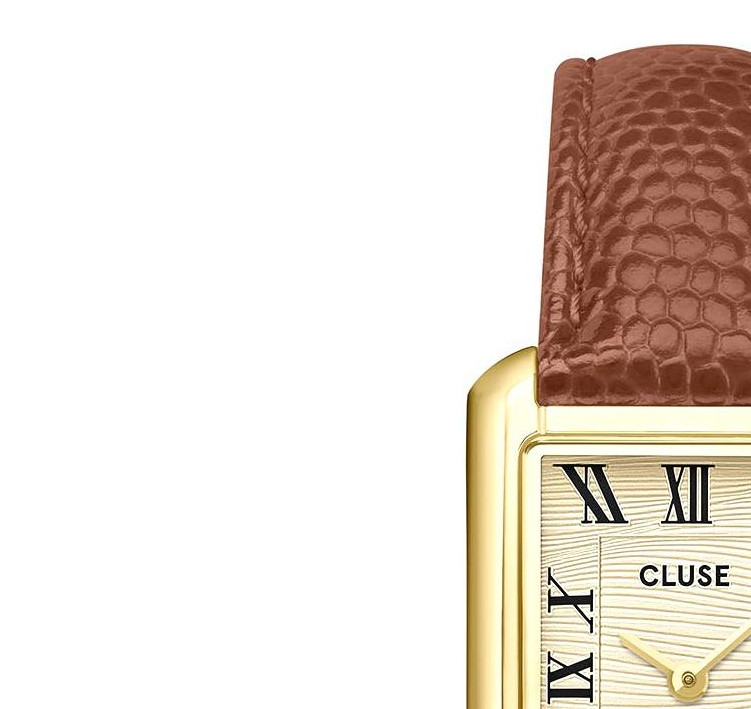 Cluse CW15008 Belisenna Leather Nutshell Sand Textured Gold - zegarek damski 4