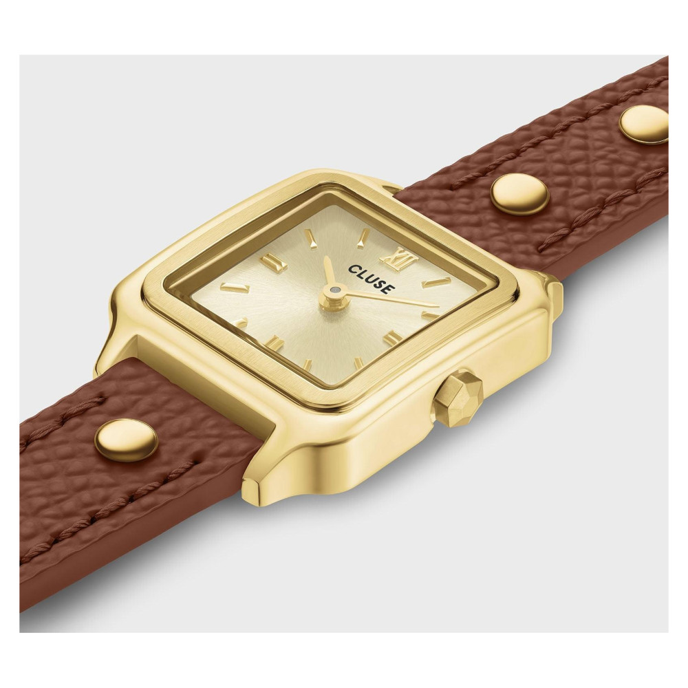 Cluse CW15507 Gracieuse Mini Double Leather Nutshell Studs Gold - zegarek damski 7