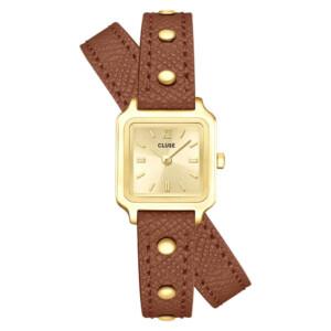 Cluse CW15507 Gracieuse Mini Double Leather Nutshell Studs Gold - zegarek damski