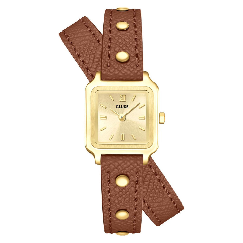 Cluse CW15507 Gracieuse Mini Double Leather Nutshell Studs Gold - zegarek damski 1