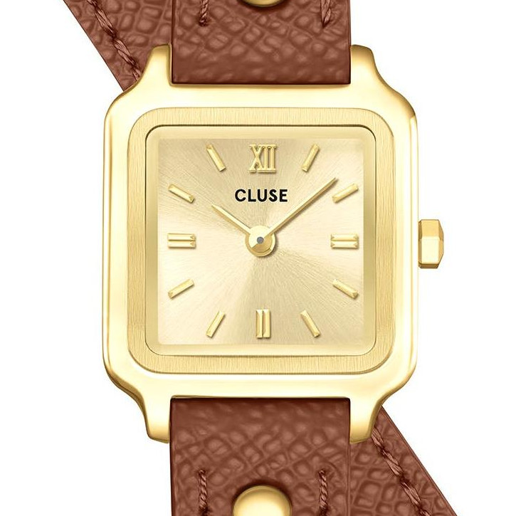 Cluse CW15507 Gracieuse Mini Double Leather Nutshell Studs Gold - zegarek damski 2