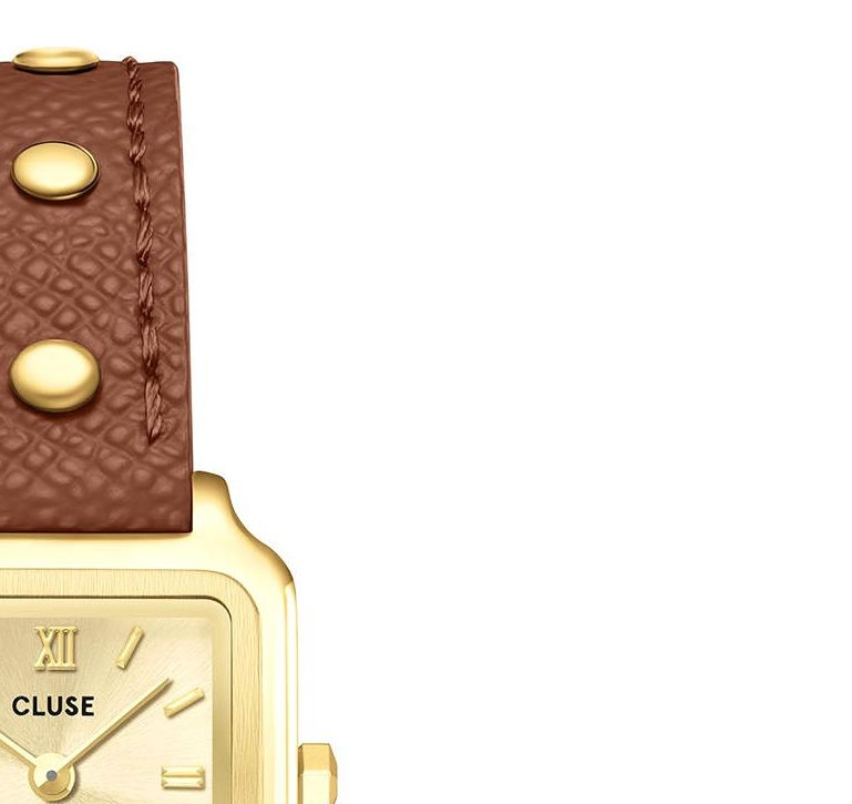 Cluse CW15507 Gracieuse Mini Double Leather Nutshell Studs Gold - zegarek damski 5