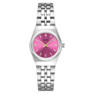 Cluse CW16303 Retro 70s Mini Steel Fuchsia Silver - zegarek damski