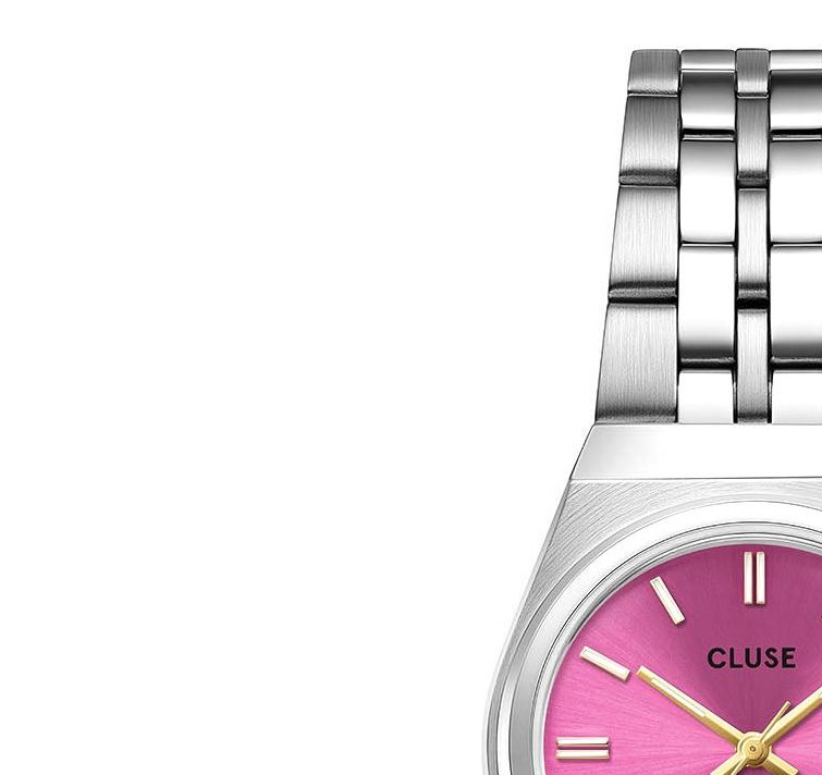 Cluse CW16303 Retro 70s Mini Steel Fuchsia Silver - zegarek damski 4
