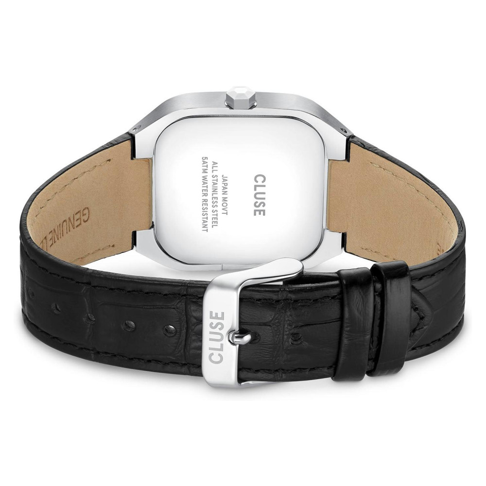Cluse CW25703 Quadrus Leather Black Silver - zegarek męski 8