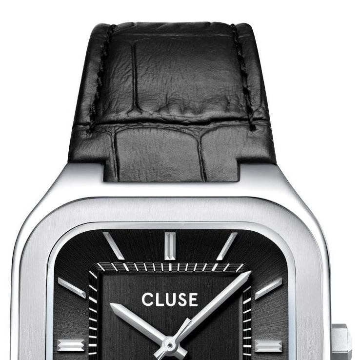 Cluse CW25703 Quadrus Leather Black Silver - zegarek męski 3