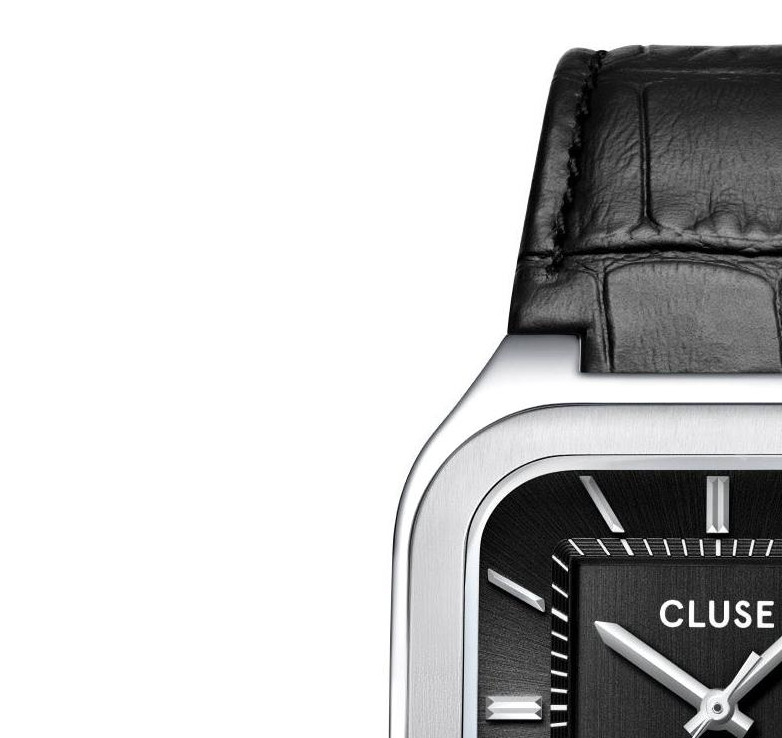 Cluse CW25703 Quadrus Leather Black Silver - zegarek męski 4