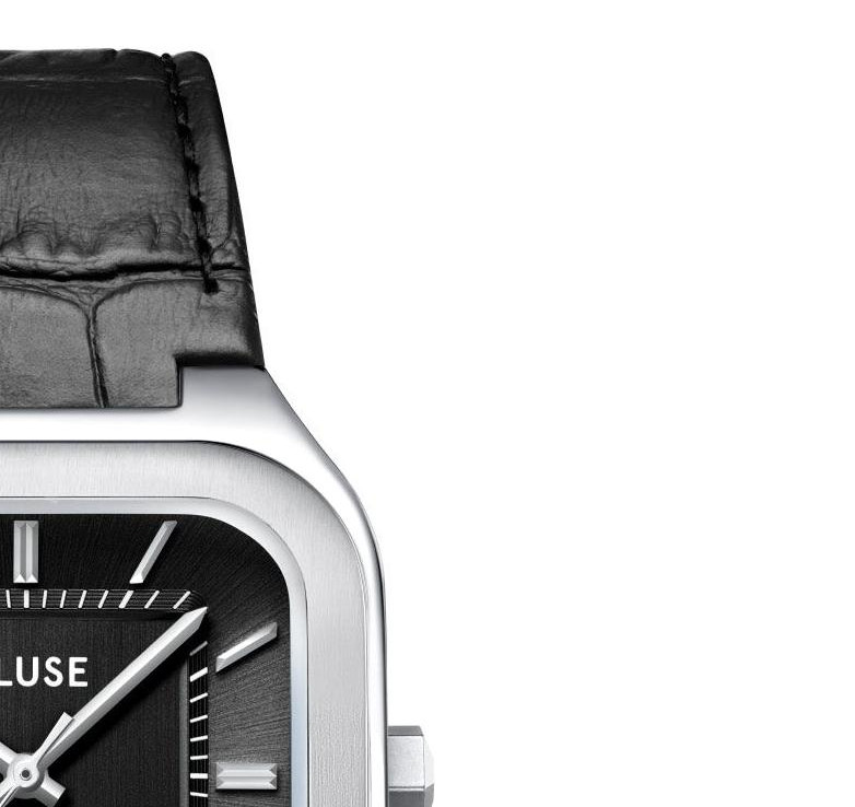 Cluse CW25703 Quadrus Leather Black Silver - zegarek męski 5