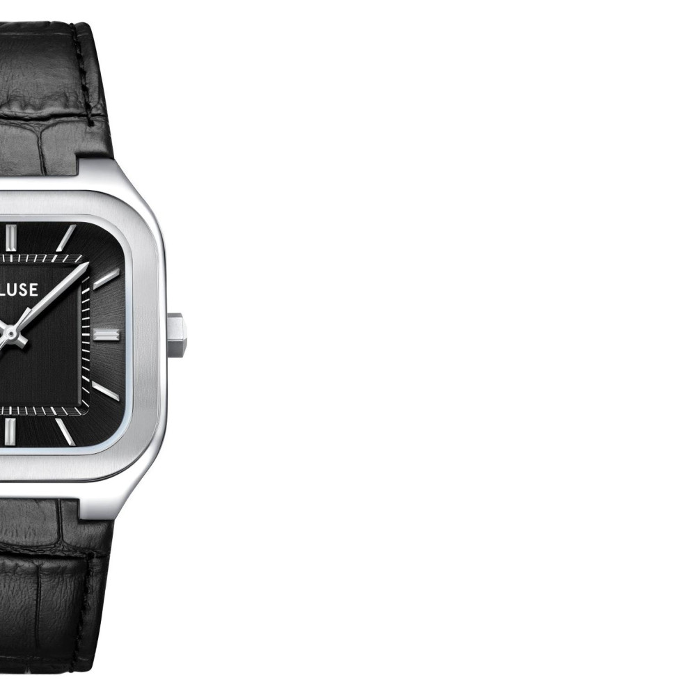 Cluse CW25703 Quadrus Leather Black Silver - zegarek męski 6