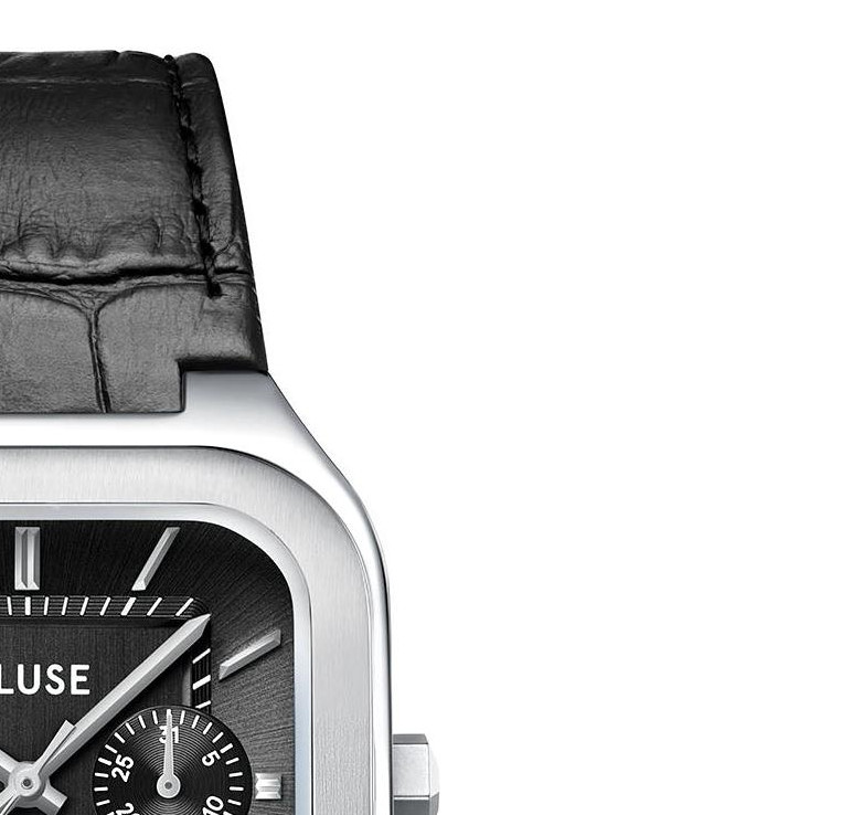 Cluse CW26203 Quadrus Multifunction Leather Black Silver - zegarek męski 5