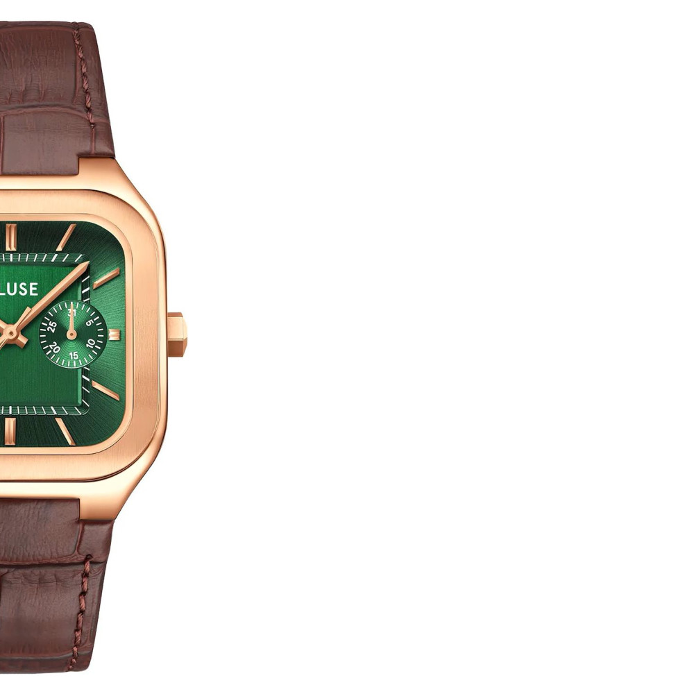 Cluse CW26205 Quadrus Multifunction Leather Green Rose Gold - zegarek męski 6