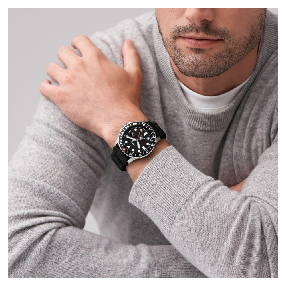 Fossil FS6036 BLUE GMT Black Silicone Strap 46mm - zegarek męski 9