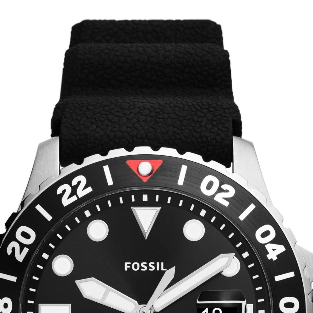 Fossil FS6036 BLUE GMT Black Silicone Strap 46mm - zegarek męski 3