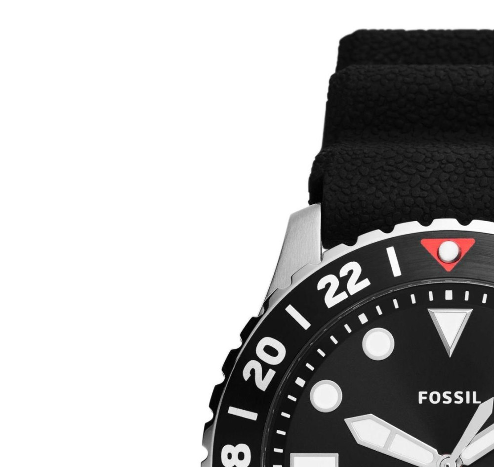 Fossil FS6036 BLUE GMT Black Silicone Strap 46mm - zegarek męski 4