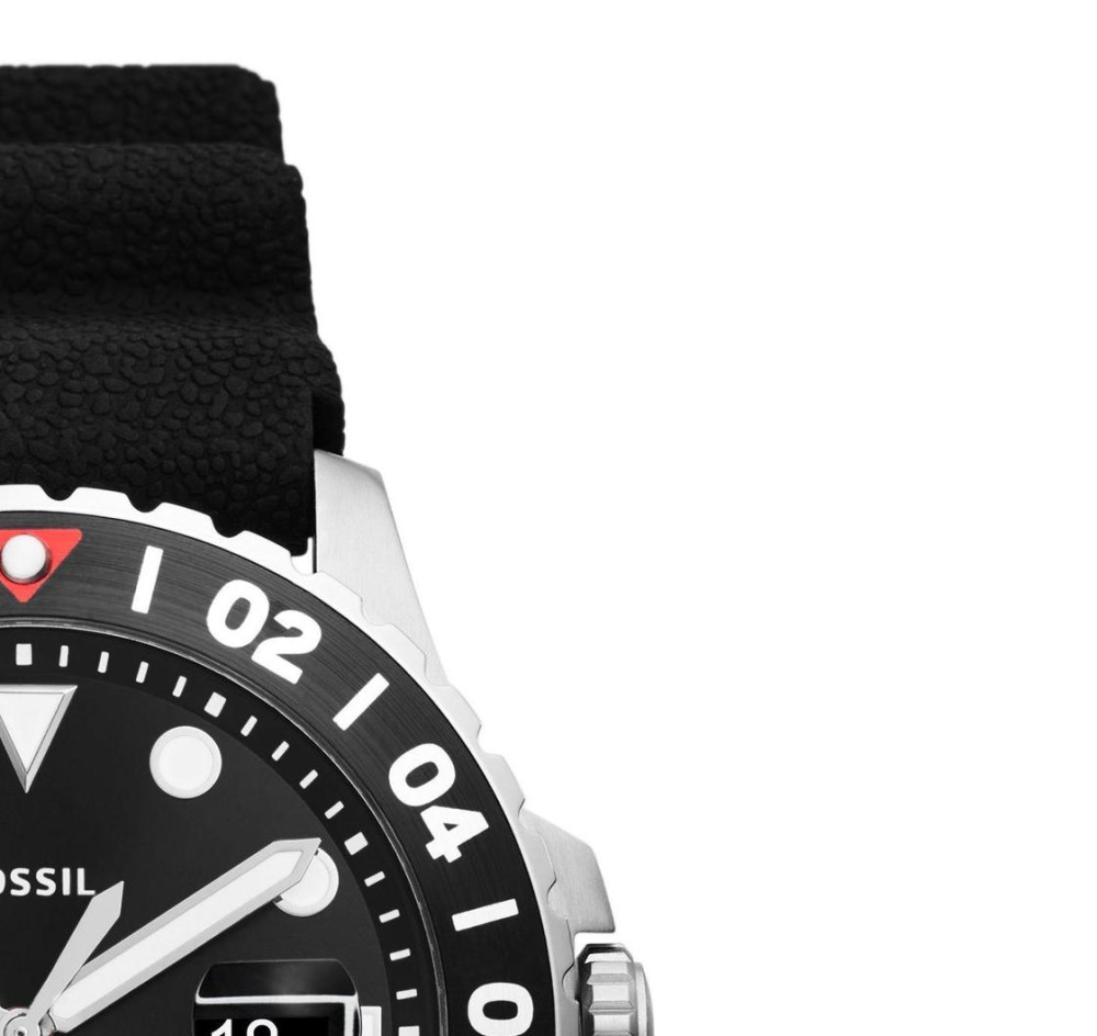 Fossil FS6036 BLUE GMT Black Silicone Strap 46mm - zegarek męski 5