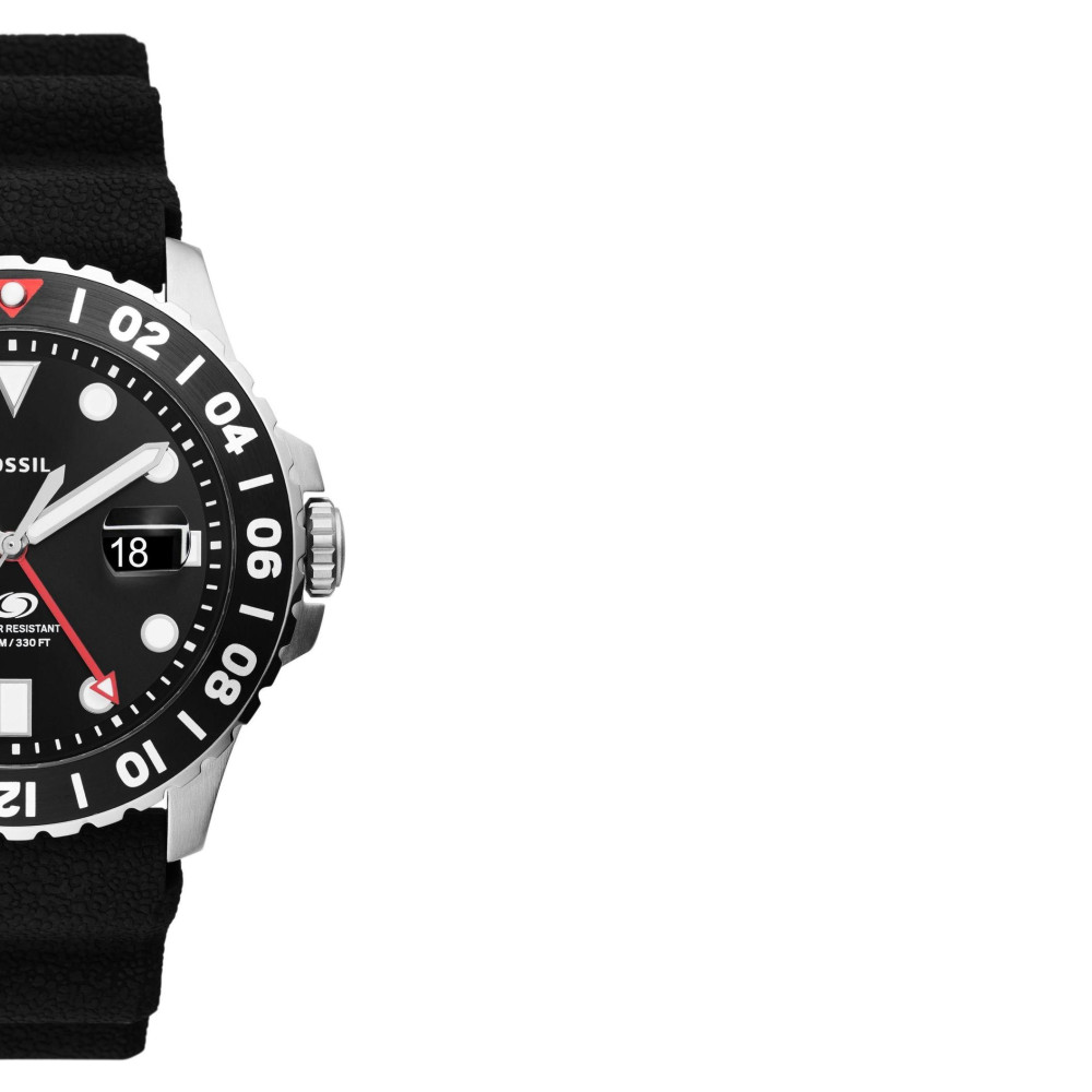 Fossil FS6036 BLUE GMT Black Silicone Strap 46mm - zegarek męski 6