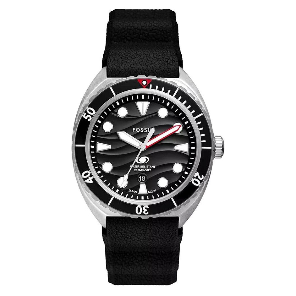Fossil FS6062 BREAKER Black Silicone Strap 42mm - zegarek męski 1