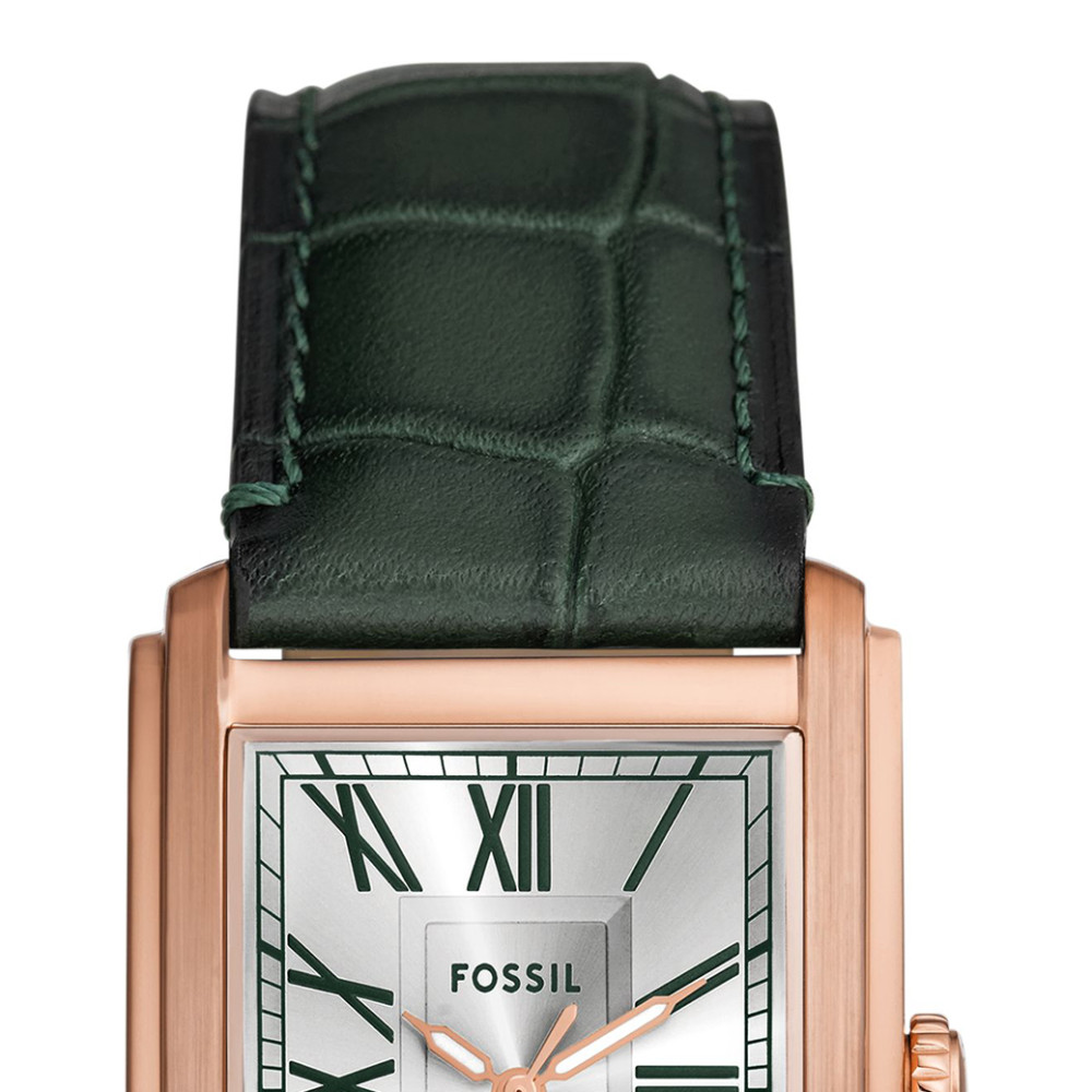 Fossil FS6077 CARRAWAY Green Leather Strap 30mm - zegarek męski 3