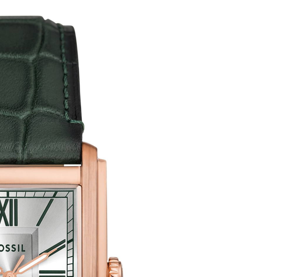 Fossil FS6077 CARRAWAY Green Leather Strap 30mm - zegarek męski 5