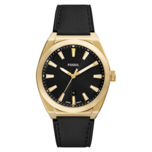 Fossil FS6089 Black Leather Strap 41mm - zegarek męski