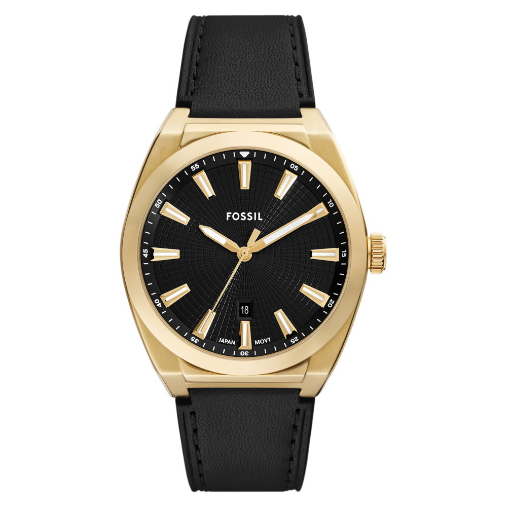 Fossil FS6089 Black Leather Strap 41mm - zegarek męski 1