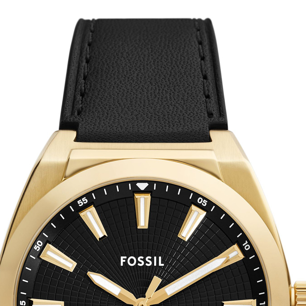 Fossil FS6089 Black Leather Strap 41mm - zegarek męski 3