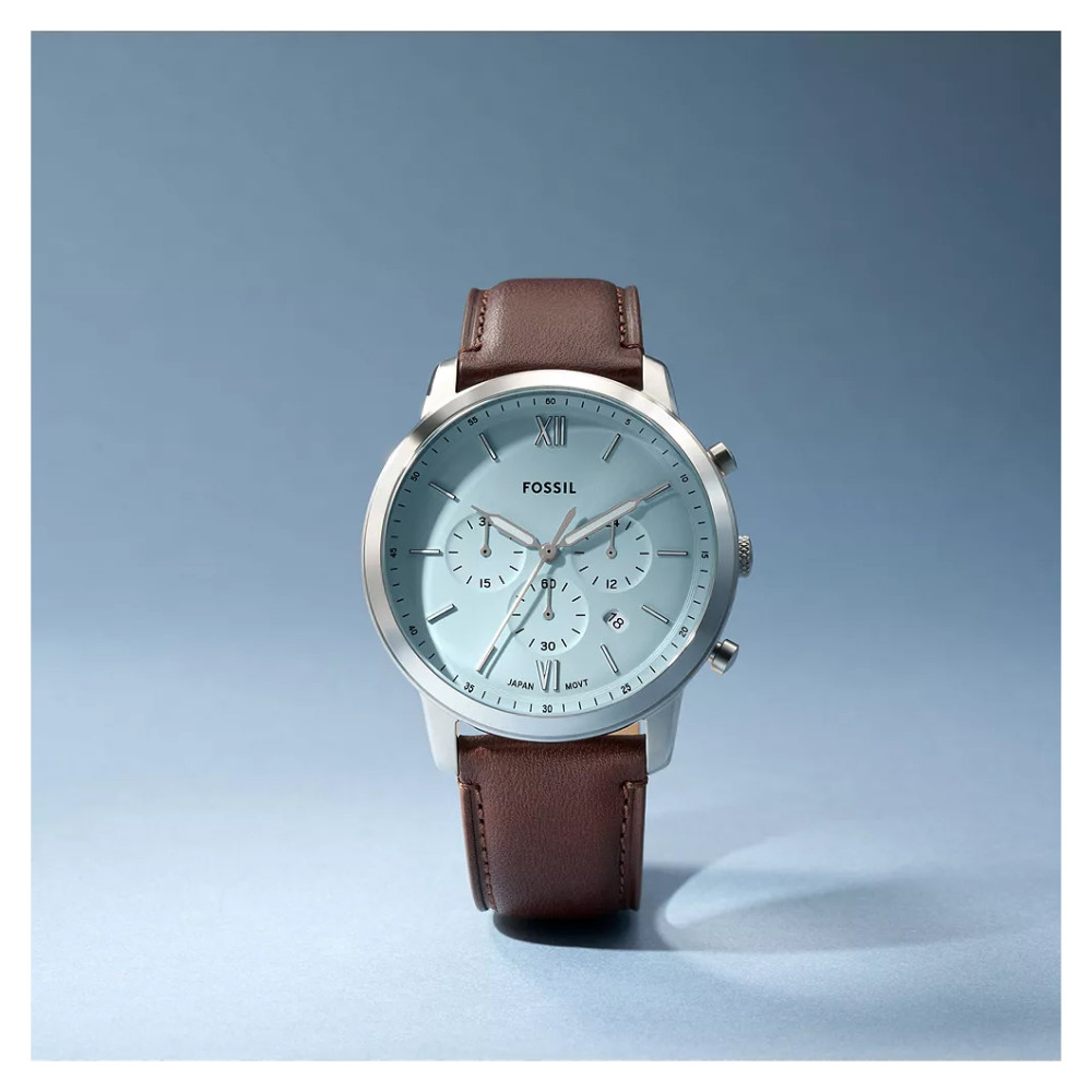 Fossil FS6109 Neutra Chronograph Brown Leather Strap 44mm - zegarek męski 9