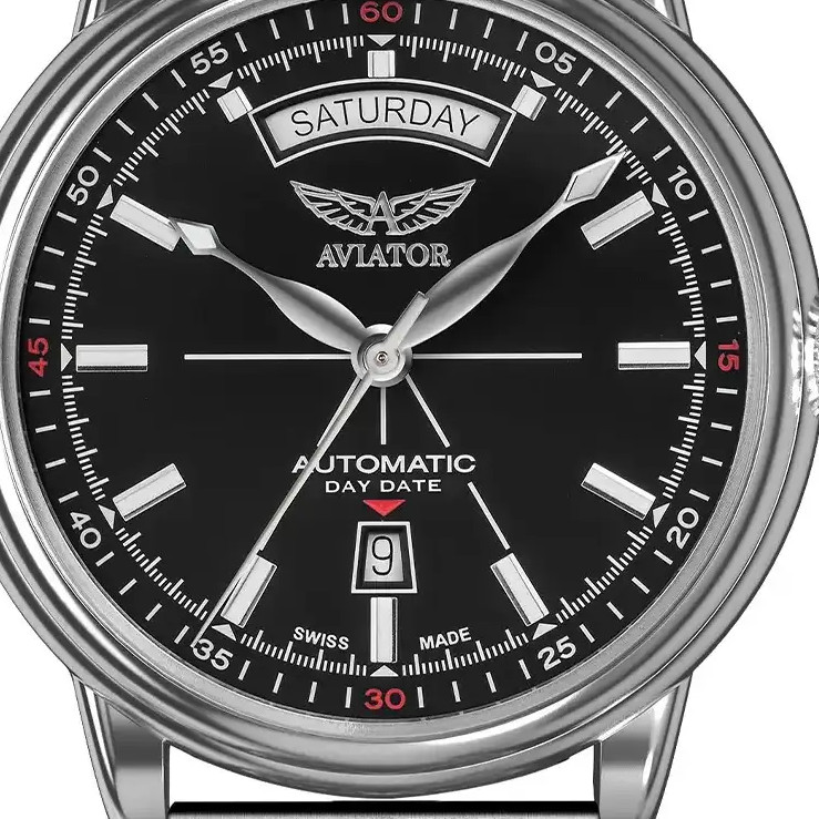 Aviator Douglas Day-Date V.3.20.0.142.5 automatyczny na bransolecie - zegarek męski 2