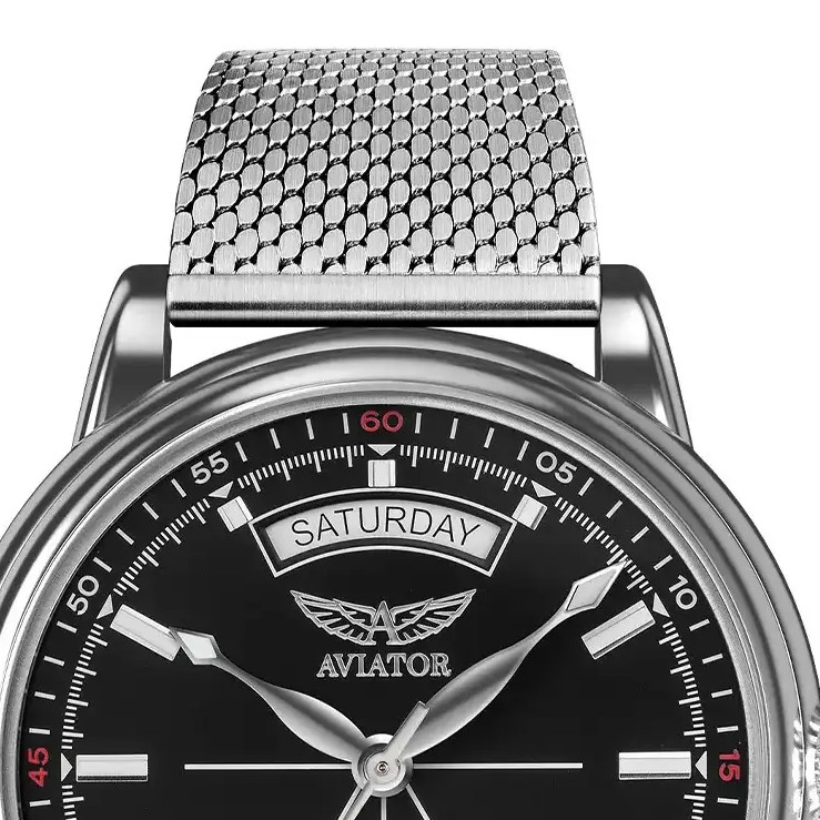 Aviator Douglas Day-Date V.3.20.0.142.5 automatyczny na bransolecie - zegarek męski 3