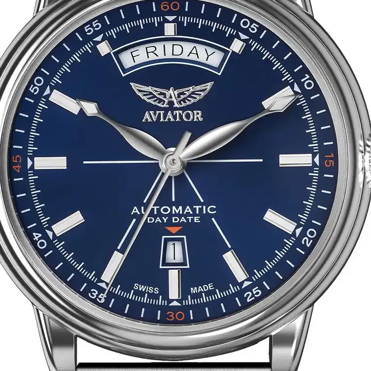 Aviator Douglas Day-Date V.3.20.0.145.5 automatyczny na bransolecie - zegarek męski 2