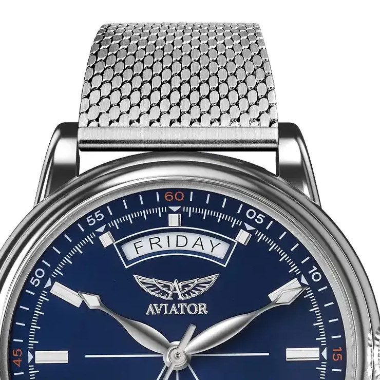 Aviator Douglas Day-Date V.3.20.0.145.5 automatyczny na bransolecie - zegarek męski 3