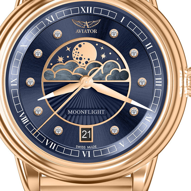Aviator Douglas Moonflight Diamond Edition V.1.33.2.380.5 - zegarek damski 2