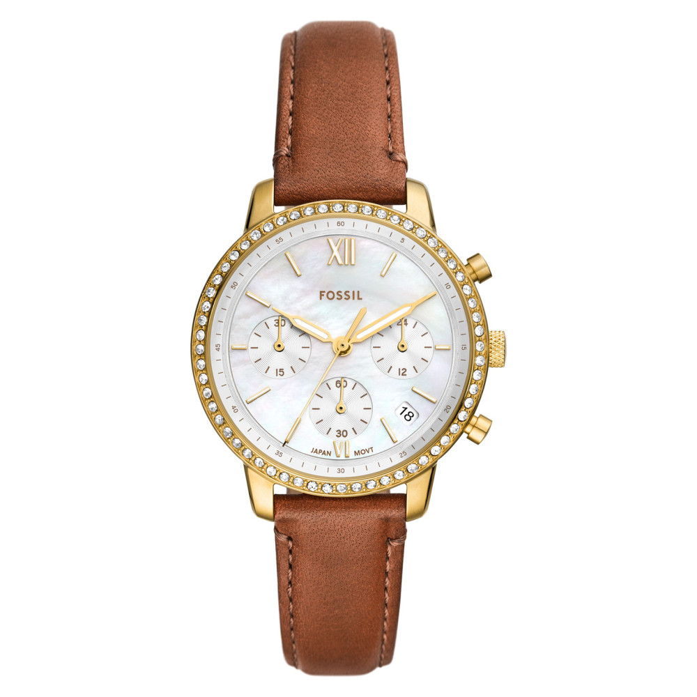 Fossil ES5278 NEUTRA CHRONO Brown Leather Strap 36mm - zegarek damski 1