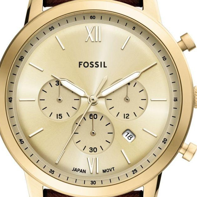 Fossil FS6113 Neutra Chronograph Brown Leather Strap 44mm - zegarek męski 2
