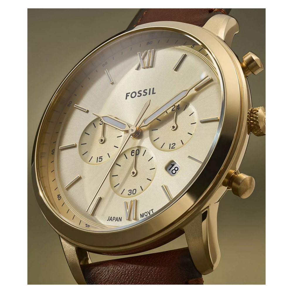 Fossil FS6113 Neutra Chronograph Brown Leather Strap 44mm - zegarek męski 9