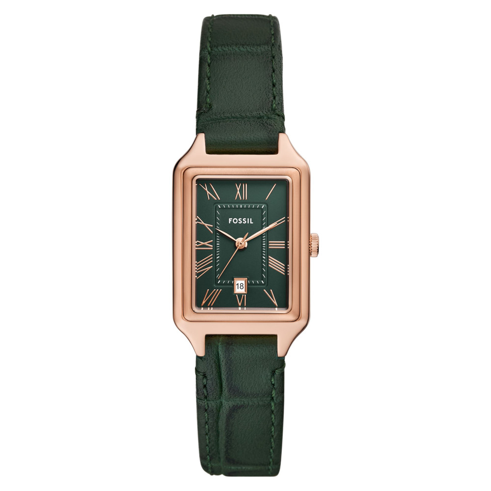 Fossil ES5366 RAQUEL Green Leather Strap 23mm - zegarek damski 1