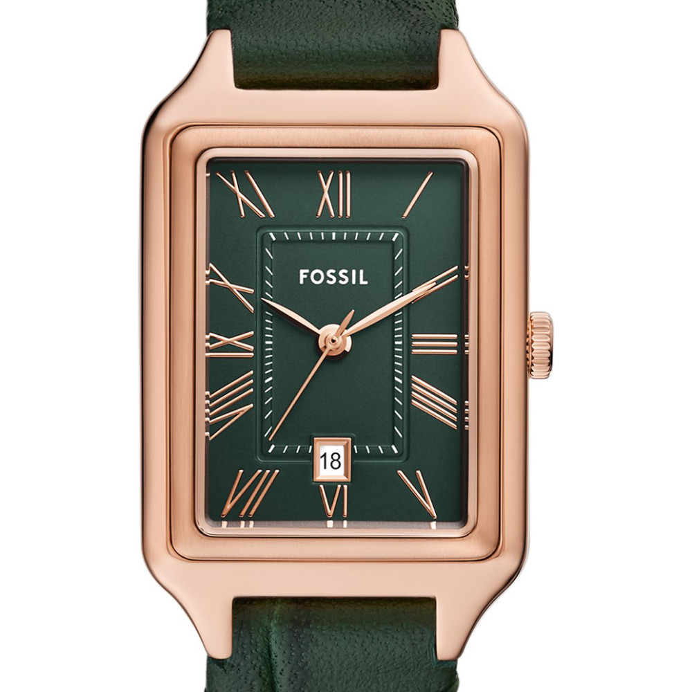 Fossil ES5366 RAQUEL Green Leather Strap 23mm - zegarek damski 2