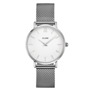 Cluse Minuit Mesh Silver White CL30009